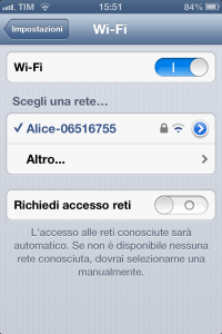 Configurazione WiFi iPhone