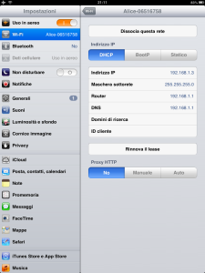 ipad-impostazioni WiFi DHCP