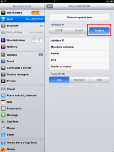 ipad-impostazioni WiFi IP Statico