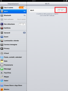 Ipad Impostazioni WiFi