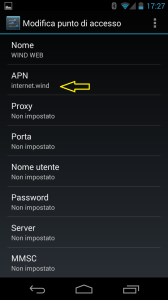 Come configurare APN internet con WIND su Android Jelly Bean 4.3 Nexus - Foto 5 WIND