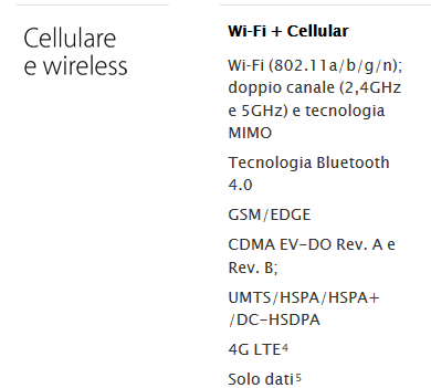 Differenze tra iPad Air e iPad 4 Retina - Wireless Mimo fino a 300 Mbps