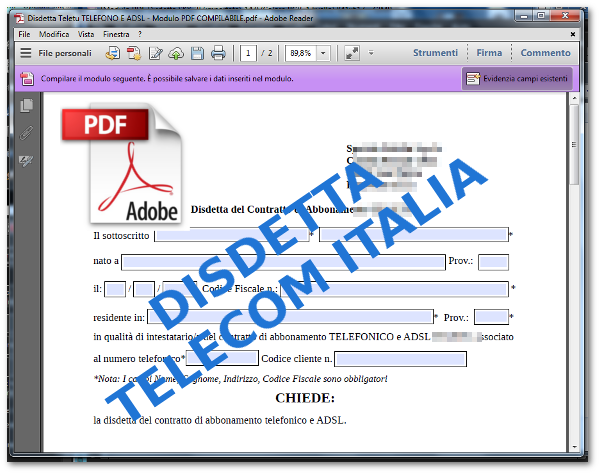 modulo disdetta tim