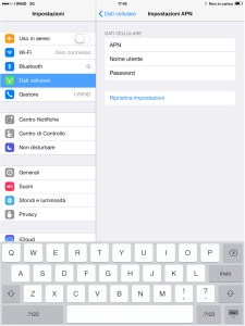 Come configurare APN internet Wind su iPad iOS8
