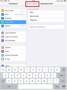 Memorizzare - APN Vodafone su iPad iOS8