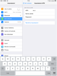 APN Come configurare APN internet 3 su iPad iOS8