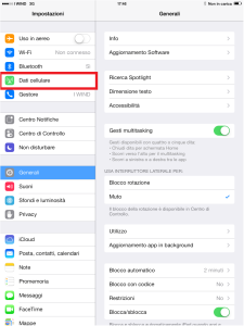 Impostazioni - Come configurare APN internet Wind su iPad iOS8