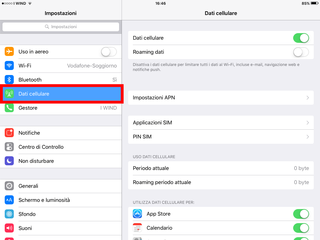 2 Configurare APN internet Wind su iPad - Dati cellulare - iPad iOS 11 APN