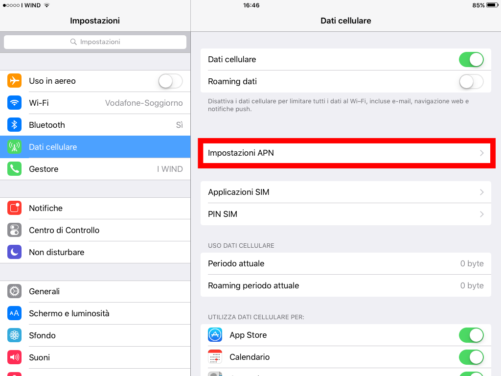 3 - configurare internet wind su ipad - Impostazioni APN iPad iOS 11 APN