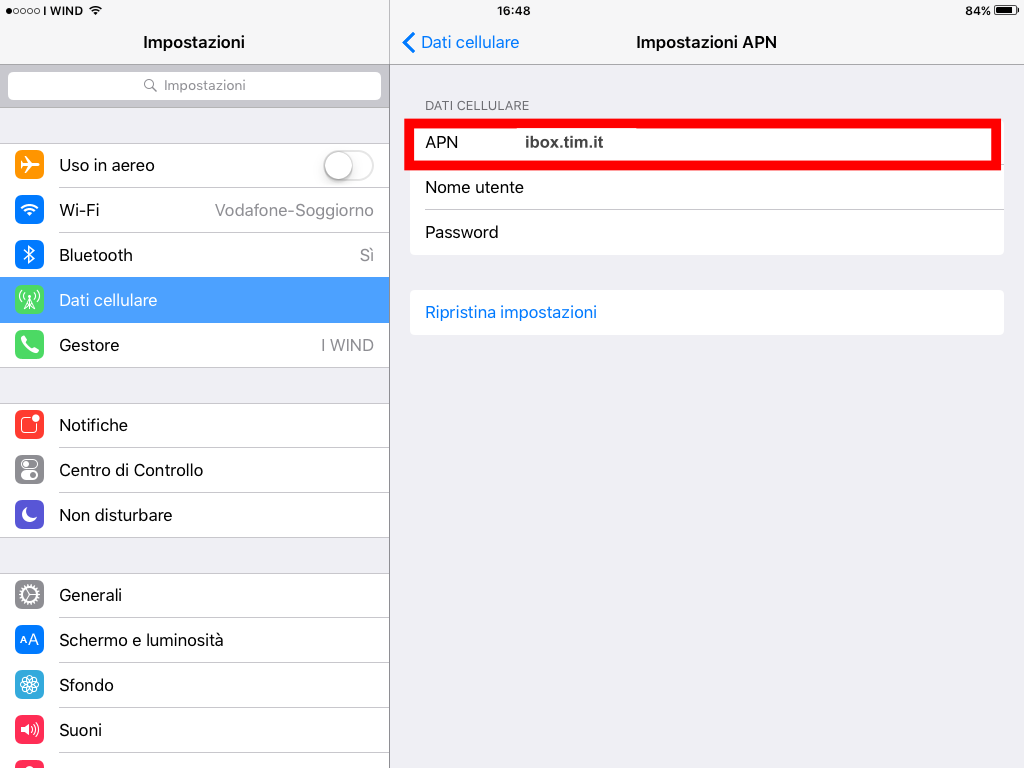 4 - APN ibox Tim Wap TIM iPad iOS9