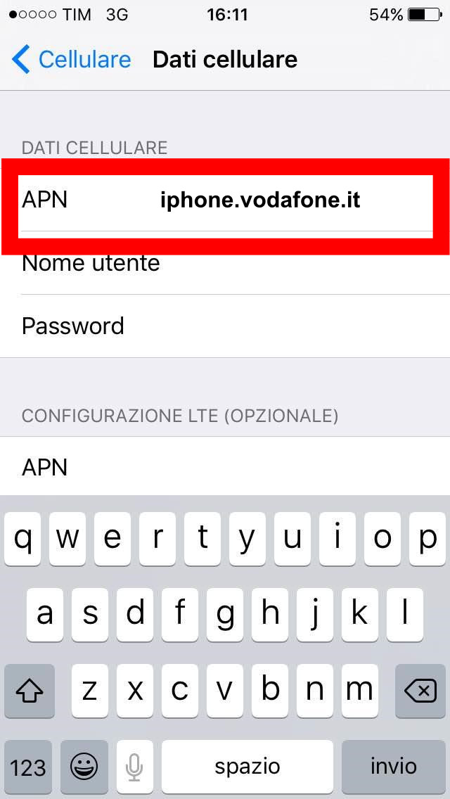 Come configurare Internet Vodafone su iPhone/iPad