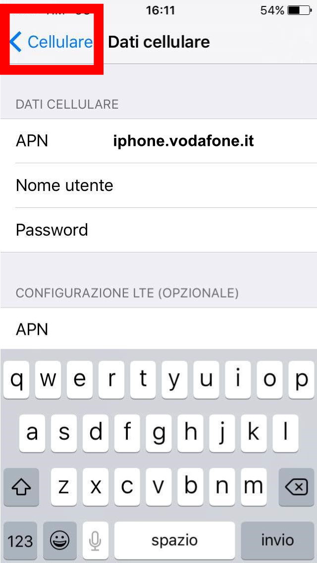 Come configurare Internet Vodafone su iPhone/iPad