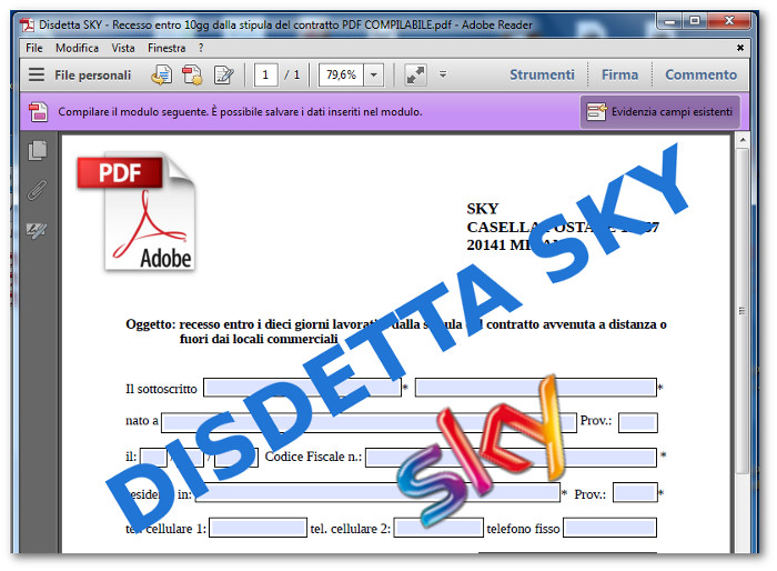 Modulo PDF Disdetta SKY 2016